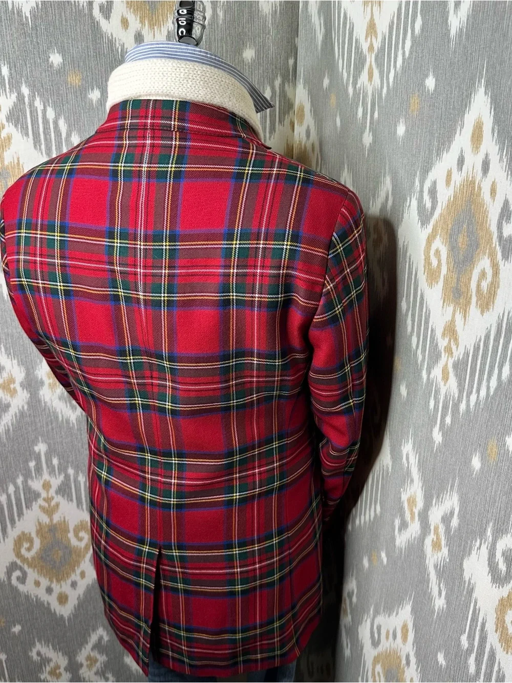 Polo Ralph Lauren Made in Italy Virgin Wool Red Tartan Plaid Blazer 40L